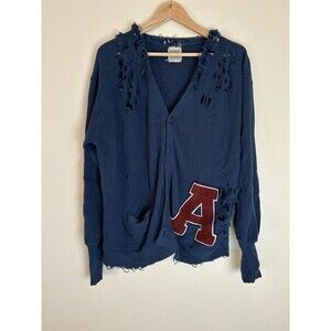 Furst Of A Kind Sweater Varsity Cardigan Distressed Hobo Chic One Size L